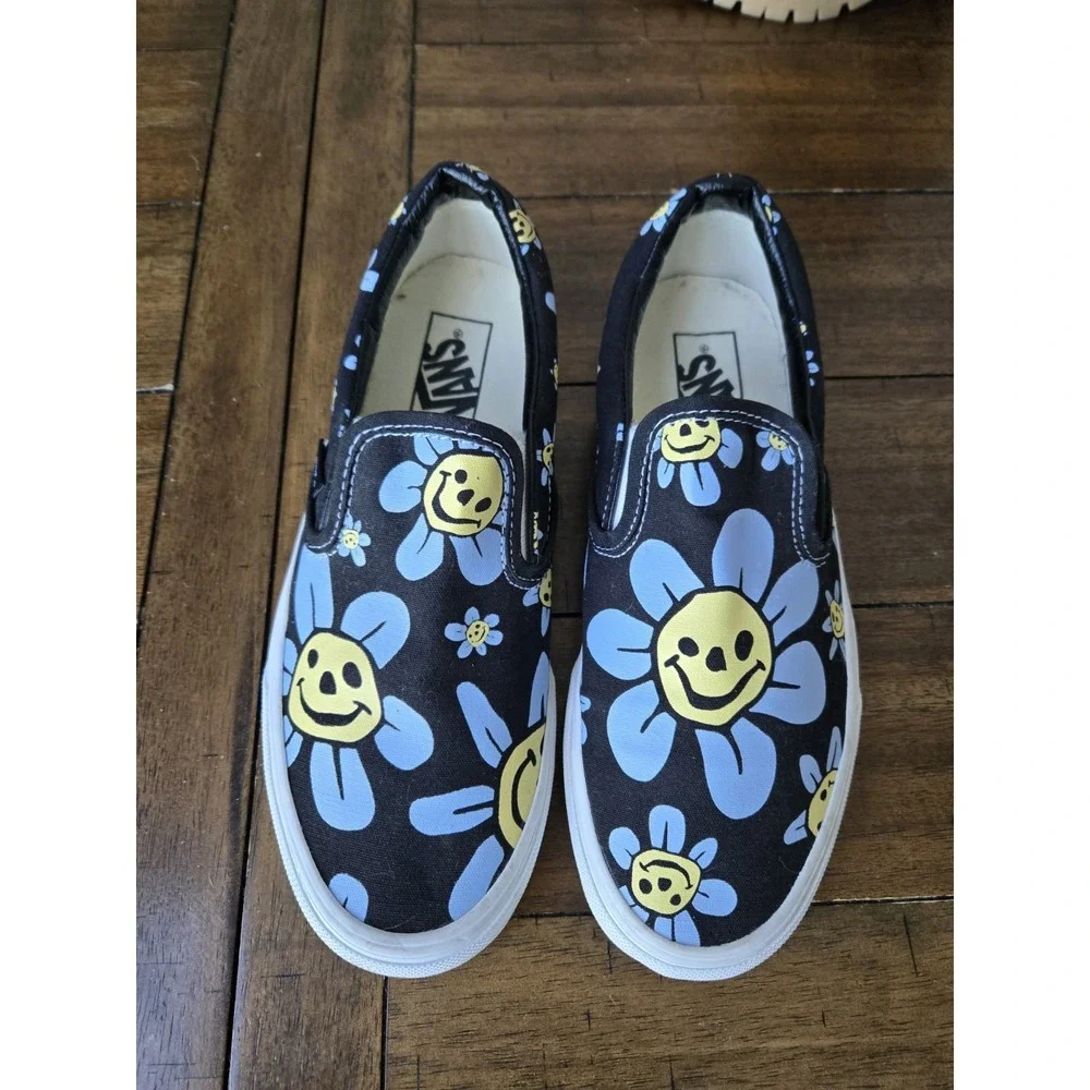 Vans Classic Slip-On Trippy Grin Floral Multicolor Canvas Shoes M- 7 W-8.5